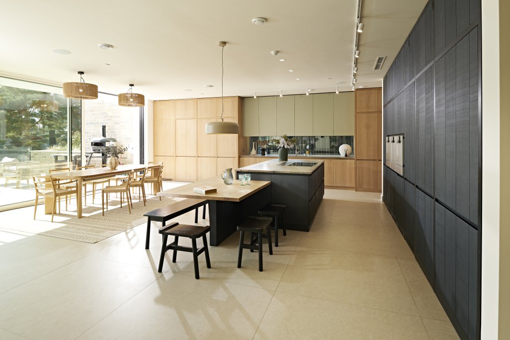 a view of the Hidden Lake kitchen from the entrance hall