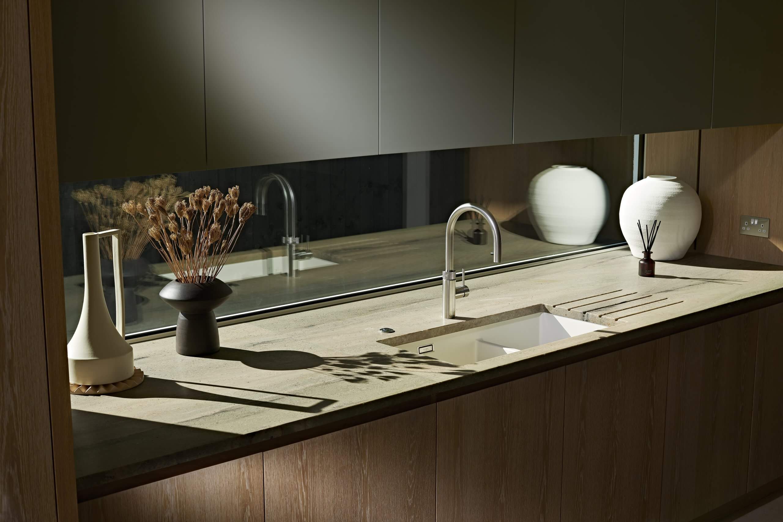the Hidden Lake kitchen sink with long low window behind
