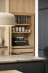 breakfast cabinet with pocket doors open
