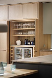 drinks cabinet with pocket doors open